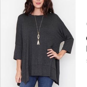 Charcoal Dolman Sleeve Handkerchief Tunic
